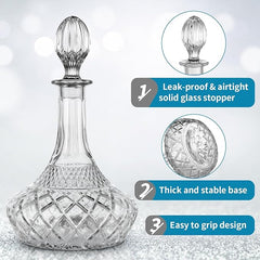 Elegant 28 OZ Liquor Decanter Bottle with Stopper - Classic Glass Whiskey image 3