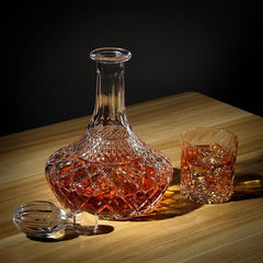 Elegant 28 OZ Liquor Decanter Bottle with Stopper - Classic Glass Whiskey image 0