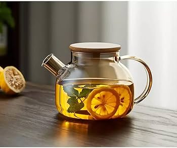 Borosilicate Round Glass Tea Pot - 1L Capacity, Heat Resistant, Premium Quality, image 0