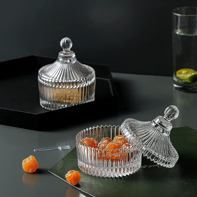 Crystal Glass Jar with Lid – Elegant Storage Jar for Home & Kitchen image 0