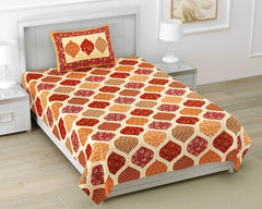 Ajrakh Print Cotton Single Bed Sheet – Soft & Durable