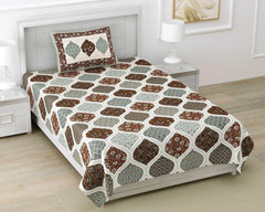 Ajrakh Print Cotton Single Bed Sheet – Soft & Durable