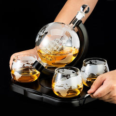 Round Whiskey Decanter Set with Glasses – Premium Glass Whiskey Gift Set image 0