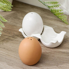 Ceramic Egg-Shaped Salt and Pepper Shaker Set (Set of 2) – Elegant Kitchen Decor image 0