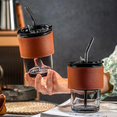 Glass Coffee Cups & Mugs with Lid and Straw image 1