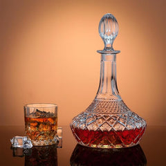 Elegant 28 OZ Liquor Decanter Bottle with Stopper - Classic Glass Whiskey image 1