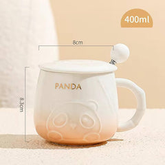 Panda-Shaped Ceramic Cup with Spoon, 400ml – Cute & Functional Tea/Coffee Mug image 2