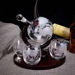 Round Whiskey Decanter Set with Glasses – Premium Glass Whiskey Gift Set image 2