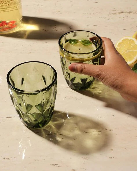 Green Color Glasses set of 2 piece- 300ML, Stylish and Durable image 0
