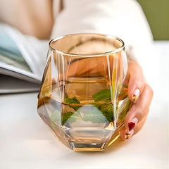 Crystal Whiskey Glasses Set - 310ML, Gold Color, 6 Pieces - Elegant Design image 1