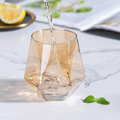Crystal Whiskey Glasses Set - 310ML, Gold Color, 6 Pieces - Elegant Design image 3