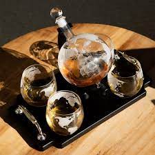 Round Whiskey Decanter Set with Glasses – Premium Glass Whiskey Gift Set image 1