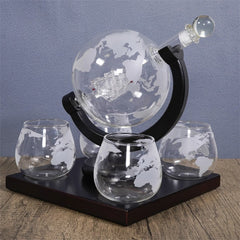 Round Whiskey Decanter Set with Glasses – Premium Glass Whiskey Gift Set image 3