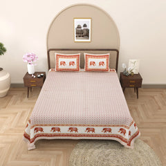 Jaipuri Cotton Double Bed Sheet with 2 Pillow Covers –  Block Elephants