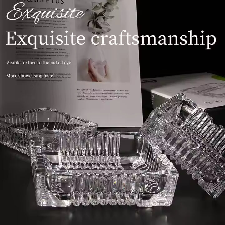 Luxury Crystal Glass Ashtray – Elegant & Stylish Home Décor image 1