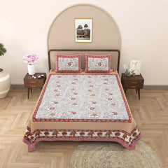 Jaipuri Cotton Double Bed Sheet with 2 Pillow Covers –  Peacock Elephant Theme