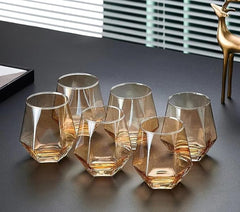 Crystal Whiskey Glasses Set - 310ML, Gold Color, 6 Pieces - Elegant Design image 2