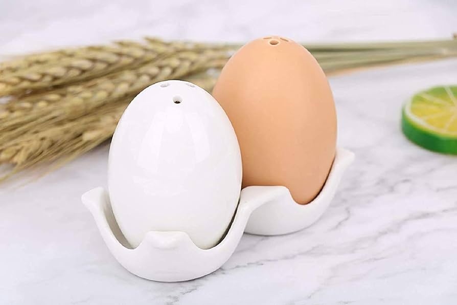 Ceramic Egg-Shaped Salt and Pepper Shaker Set (Set of 2) – Elegant Kitchen Decor image 1