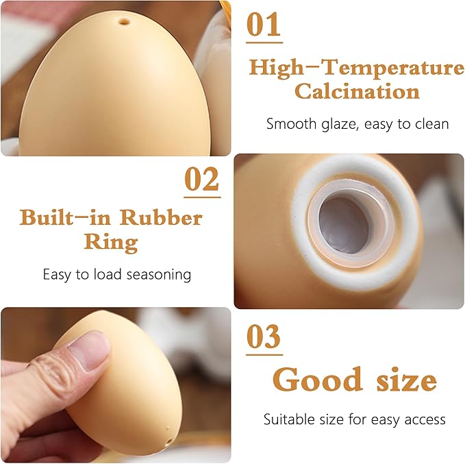 Ceramic Egg-Shaped Salt and Pepper Shaker Set (Set of 2) – Elegant Kitchen Decor image 5
