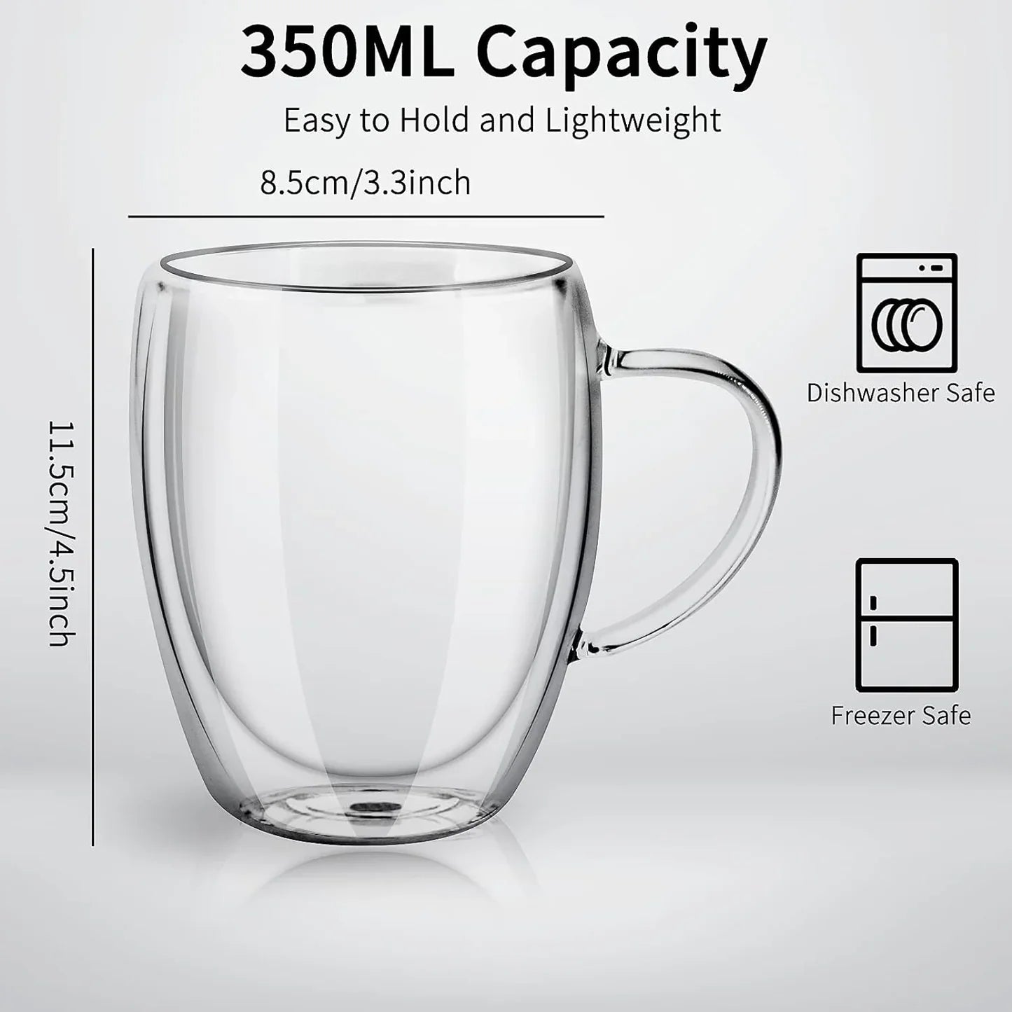 Doubled walled Glass Cup - 350 ML  – Insulated Hot & Cold Beverage Gl image 5