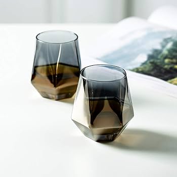 Crystal Whiskey Glasses Set - 310ML, Black Color, 6 Pieces - Premium Quality, El image 2