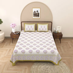 Jaipuri Cotton Double Bed Sheet with 2 Pillow Covers – Floral  Booti Print