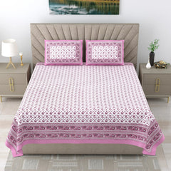 Jaipuri Cotton Double Bed Sheet with 2 Pillow Covers –