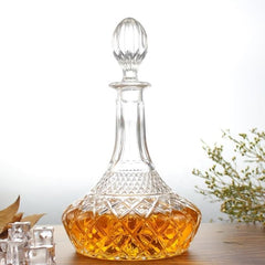 Elegant 28 OZ Liquor Decanter Bottle with Stopper - Classic Glass Whiskey image 2