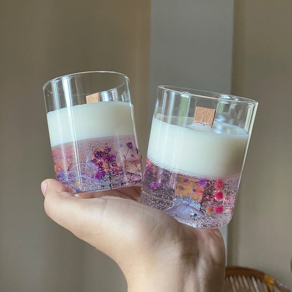 Flower Gel Wax Candle with Wood Wick –  for Relaxation & Ambience image 0