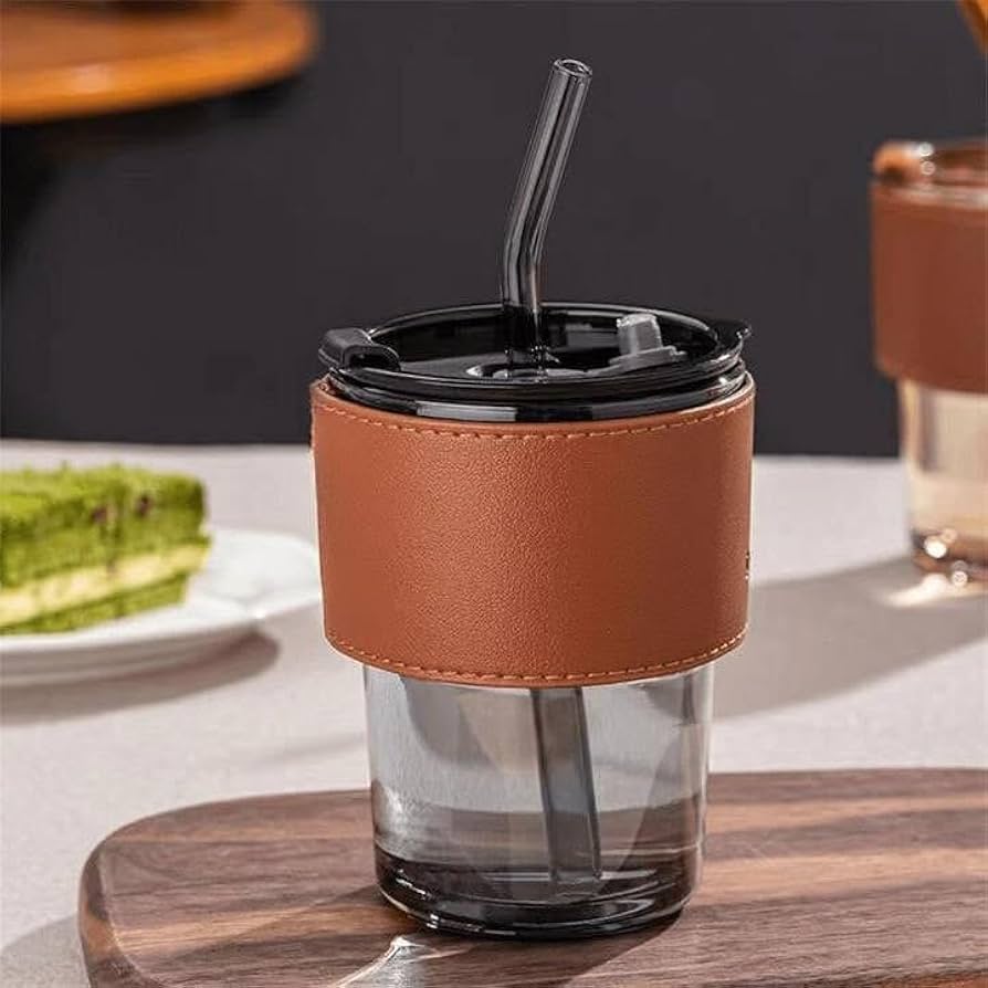 Glass Coffee Cups & Mugs with Lid and Straw image 4