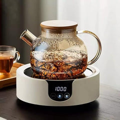 Borosilicate Round Glass Tea Pot - 1L Capacity, Heat Resistant, Premium Quality, image 2