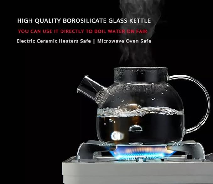 Borosilicate Round Glass Tea Pot - 1L Capacity, Heat Resistant, Premium Quality, image 4