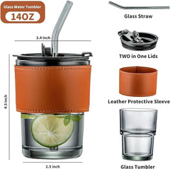 Glass Coffee Cups & Mugs with Lid and Straw image 2